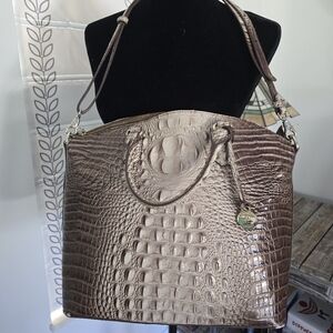 Brahmin Two-Tone Crocodile Embossed Shoulder Bag